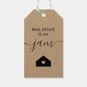 Real Estate is My Jam Gift Tag, Realtor Tag, Kraft Gift Tags