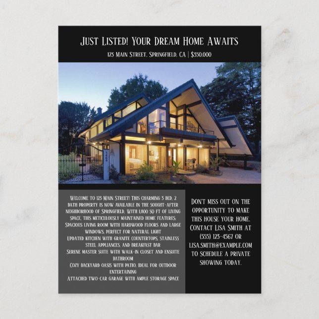 Real Estate Just Listed  Postcard (Front)