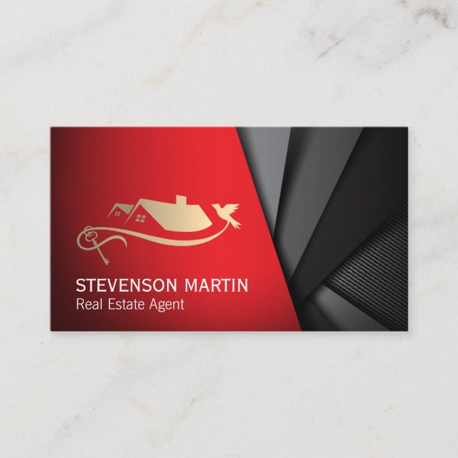 Real Estate Key Bird Logo Business Card (Front)