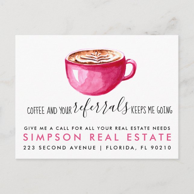 real estate Latte referrals Announcement Postcard (Front)
