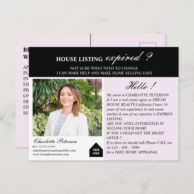 Real Estate Lead Generating Expired Listing Postcard (Front/Back)