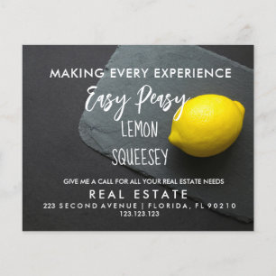 real estate LEMON referrals Announcement Postcard Flyer