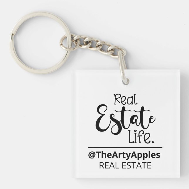 real estate life custom logo business company key ring (Front)