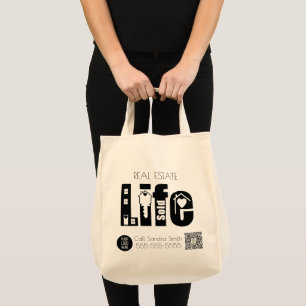 Real estate life marketing advertising tote bag
