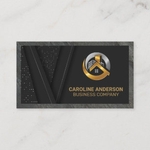 Real Estate Logo Black Gold Background Business Card