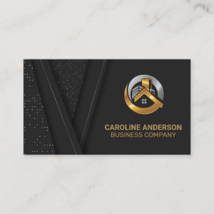 Real Estate Logo   Black Luxury Gold Background Business Card