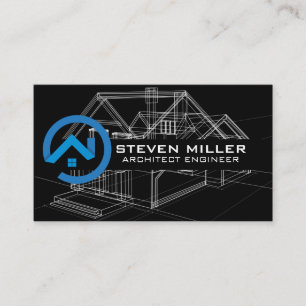 Real Estate Logo Blue Prints Business Card