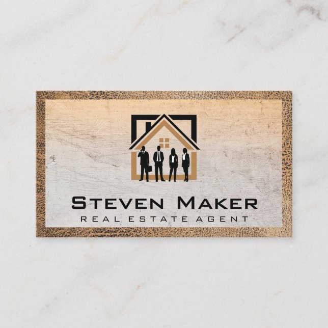 Real Estate Logo | Business People Business Card (Front)