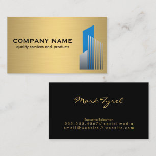 Real Estate Logo   Gold Metal Background Business Card