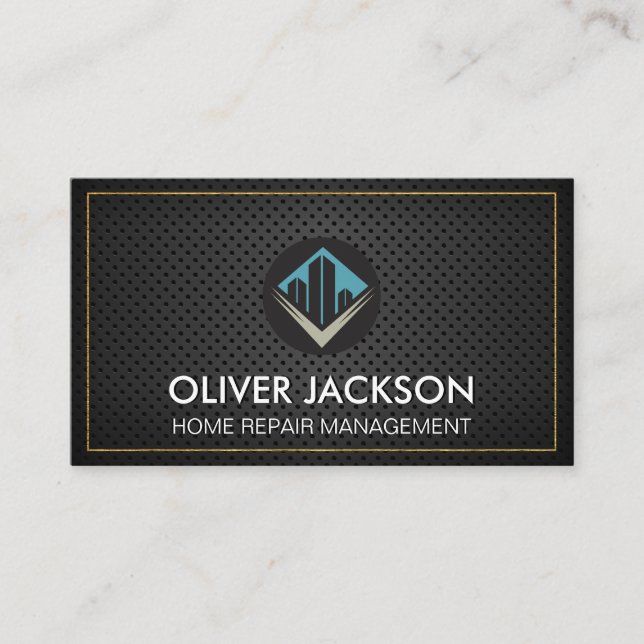 Real Estate Logo | Leather Mesh  Business Card (Front)