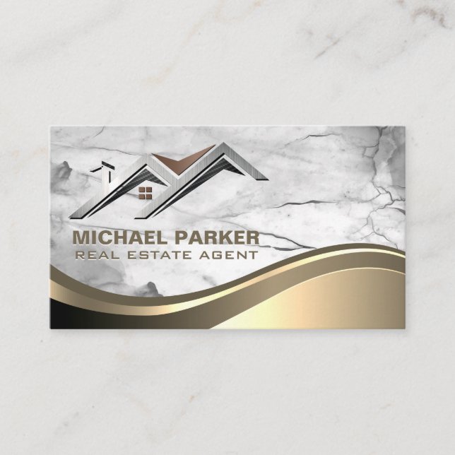 Real Estate Logo | Marble Stone Business Card (Front)