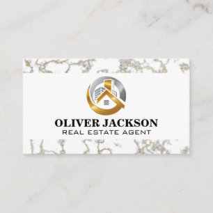 Real Estate Logo Marble Trim Business Card