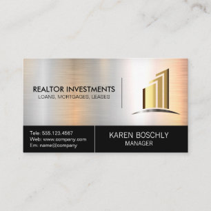Real Estate Logo Metallic Business Card