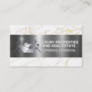 Real Estate Logo   Metallic Marble Business Card