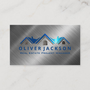 Real Estate Logo   Metallic Shine Business Card