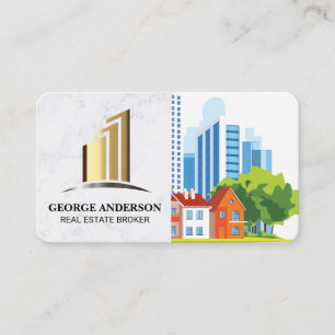 Real Estate Logo   Rental Properties Buildings Business Card