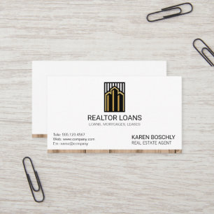 Real Estate Logo   Wood Trim Home Business Card