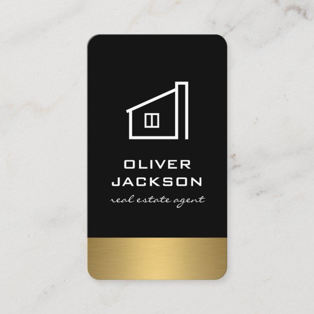 Real Estate Lux Gold Trim Business Card (Front)