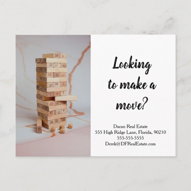 Real Estate Make a Move chess marketing strategy P Postcard (Front)