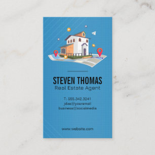 Real Estate Map Icons   Properties Business Card