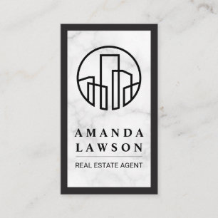 Real Estate Marble Black Border Appointment Card