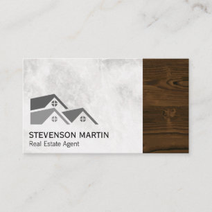 Real Estate   Marble   Wood Grain Trim Business Card