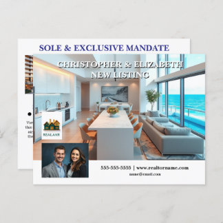 Real Estate market advertizing editable photo logo Postcard
