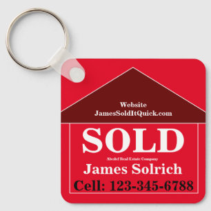 Real Estate MARKETING GIFT Name Script Modern Cool Key Ring