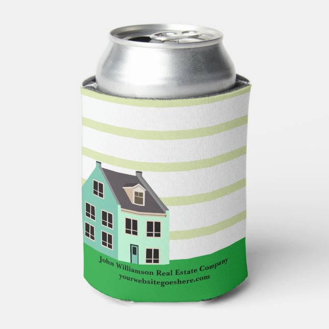 Real Estate Marketing Open House Custom Green Can Cooler (Can Front)