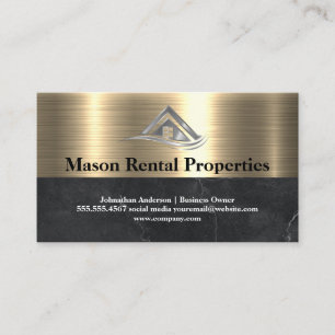 Real Estate Metal Home Logo Marble Business Card