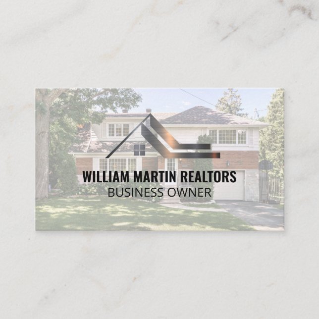 Real Estate Metal Logo | Neighbourhood Home Business Card (Front)