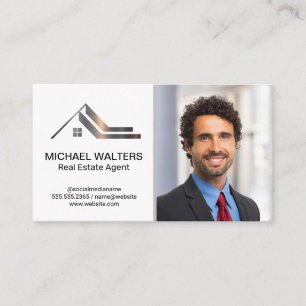 Real Estate Metallic Logo Business Man Business Card