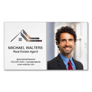 Real Estate Metallic Logo Business Man Magnetic Business Card