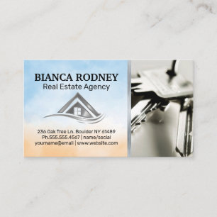 Real Estate Metallic Logo   House Keys Business Card