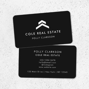 Real Estate   Modern Black Listing Agent Realtor Business Card