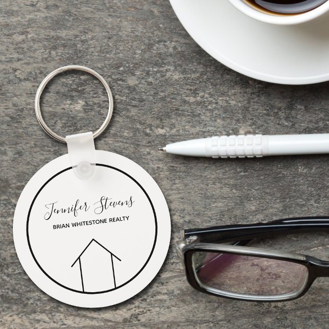 Real Estate Modern Chic Custom Realtor House Key Ring (Creator Uploaded)