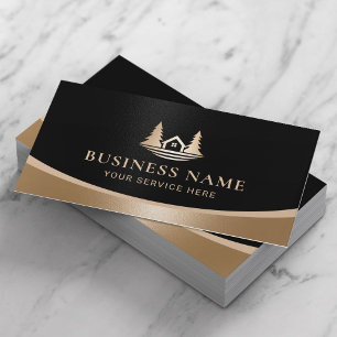 Real Estate Modern Gold Lake House Realtor Business Card