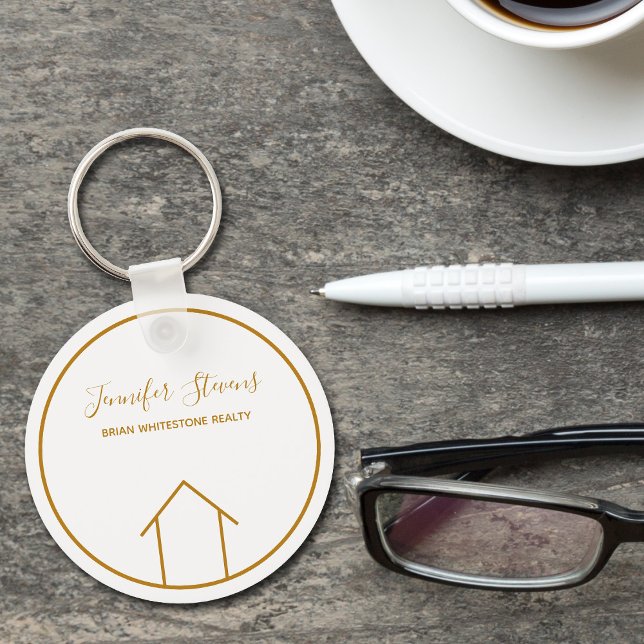 Real Estate Modern House Elegant Custom Realtor Key Ring (Creator Uploaded)