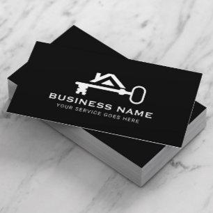 Real Estate Modern House Key Logo Realtor Business Card