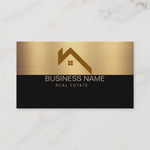 Real Estate Modern House Logo Black & Gold Business Card
