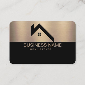 Real Estate Modern House Logo Black & Gold Business Card