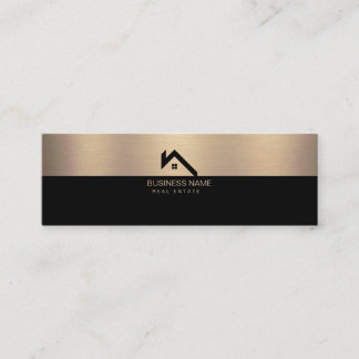 Real Estate Modern House Logo Black & Gold Calling Card
