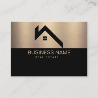 Real Estate Modern House Logo Black & Gold Calling Card