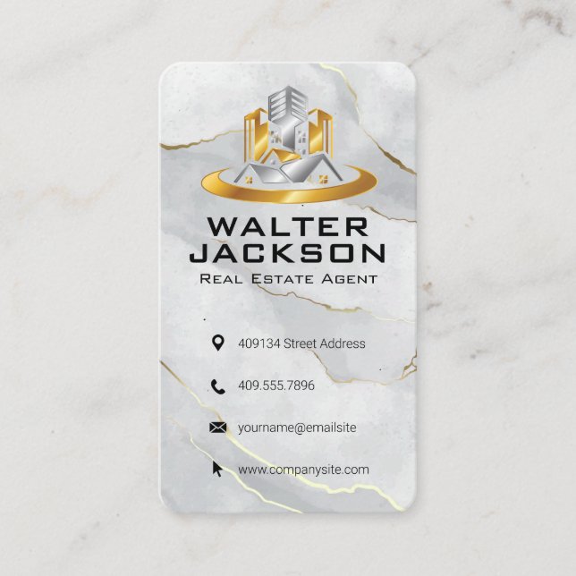 Real Estate Modern Logo | Properties Business Card (Front)