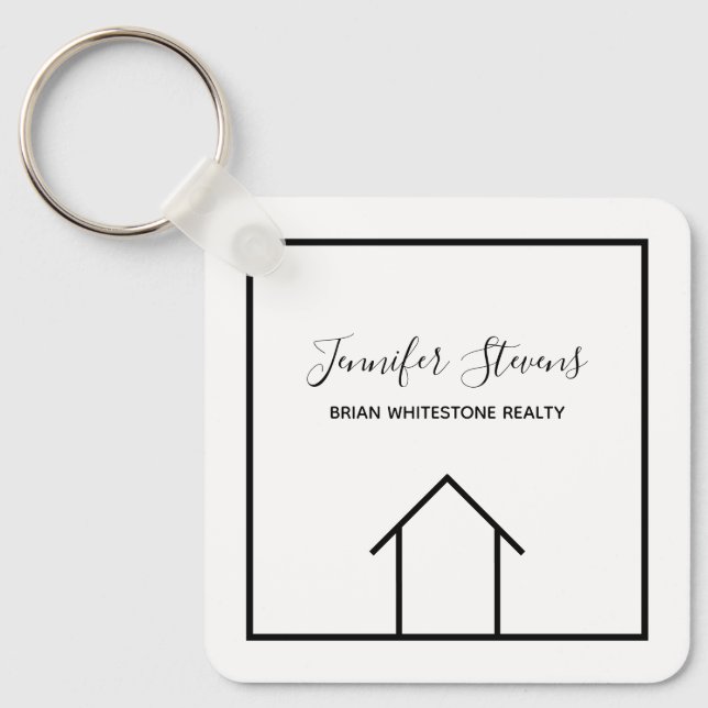 Real Estate Modern Personalised Open House Realtor Key Ring (Front)