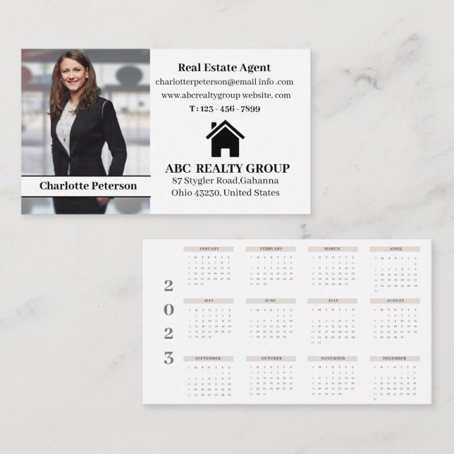 Real Estate Modern Photo Calendar Business Card (Front/Back)