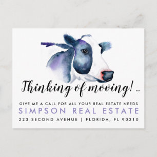 real estate moving cow notice business announcement postcard