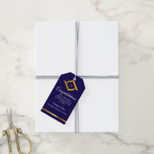 Real Estate Navy Blue House Logo Modern Realtor Gift Tags