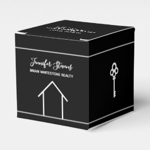 Real Estate Open House Black White Marketing Favour Box
