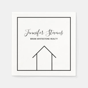 Real Estate Open House Black White Realtor Napkin